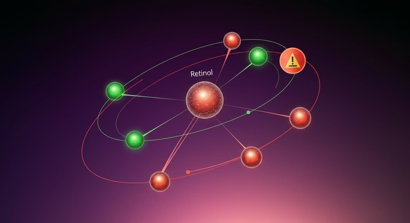 레티놀과 병용 적합 및 주의 성분 상호작용 조합 차트
