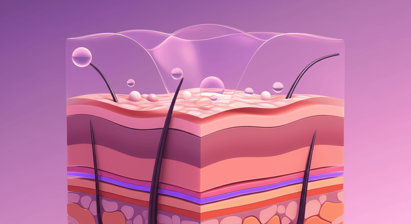 피부 레이어 단면 추상 다이어그램, 패치 테스트 개념 일러스트레이션