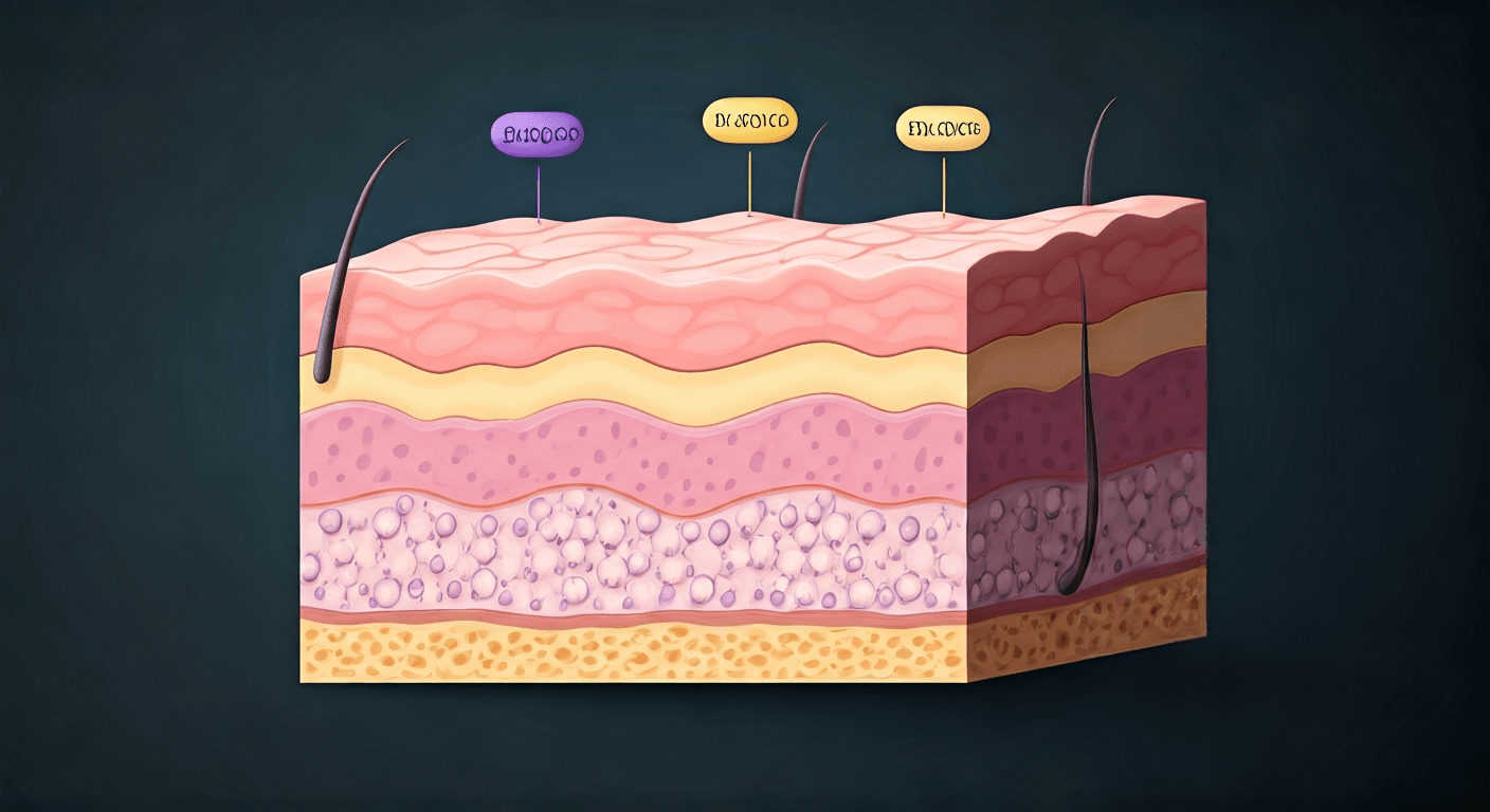 각질층 단면 인포그래픽: 세라마이드, 콜레스테롤, 유리지방산의 층상 구조
