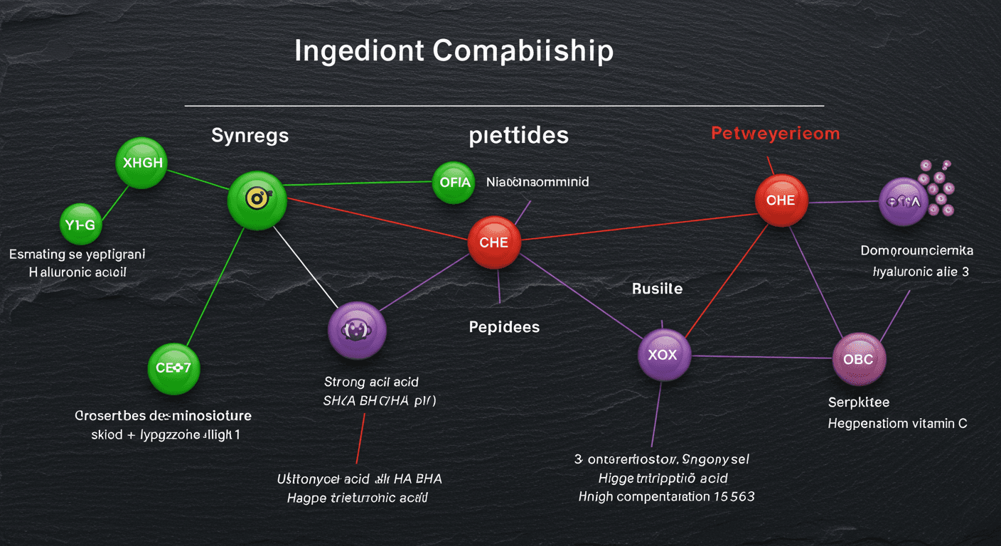 펩타이드 성분 조합 시너지·충돌 관계도