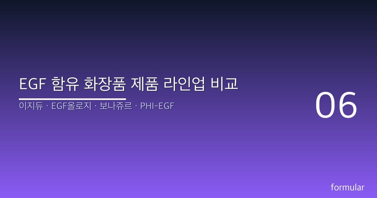 EGF 함유 화장품 제품 라인업 비교